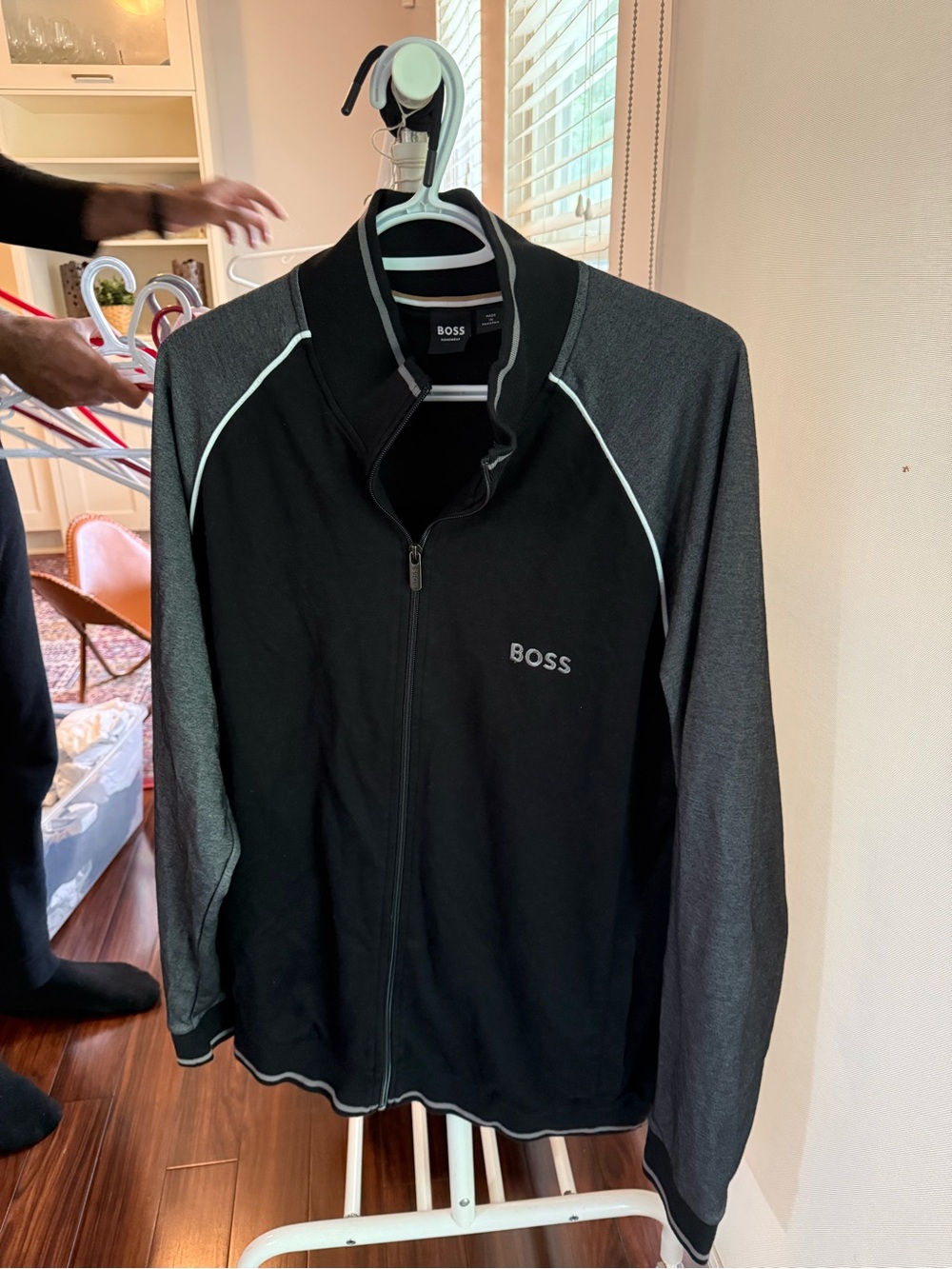 BOSS Black Jacket with Gray Trim Zip-Up